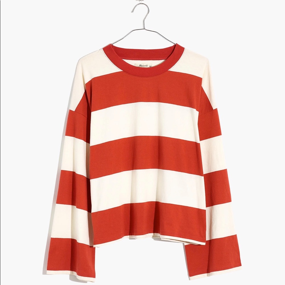 Madewell Easy Crop Long-Sleeve Tee in Rugby Stripe